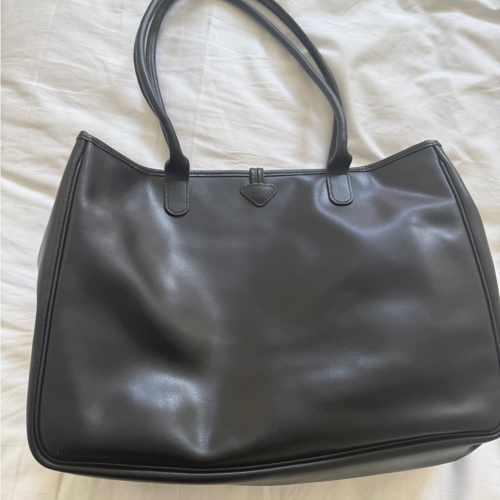 Longchamp Black Leather 90s Tote Shoulder Bag - Picture 5 of 7